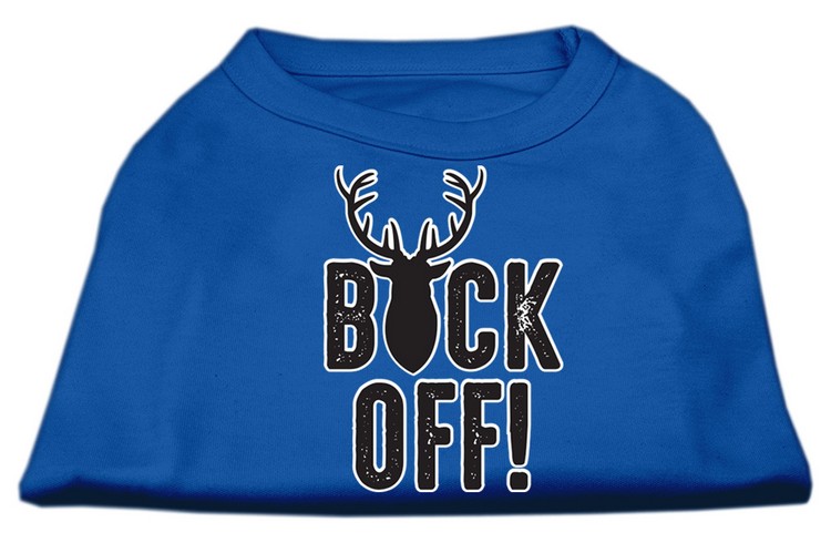 Buck Off Screen Print Dog Shirt Blue XXL